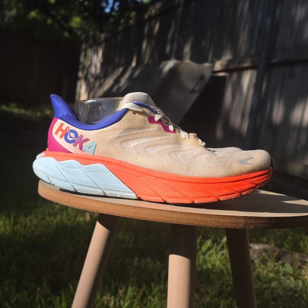 Hoka Arahi 6 Running Shoes Peach Orange Blue Stability Sneakers Womens 11B - Picture 4 of 10